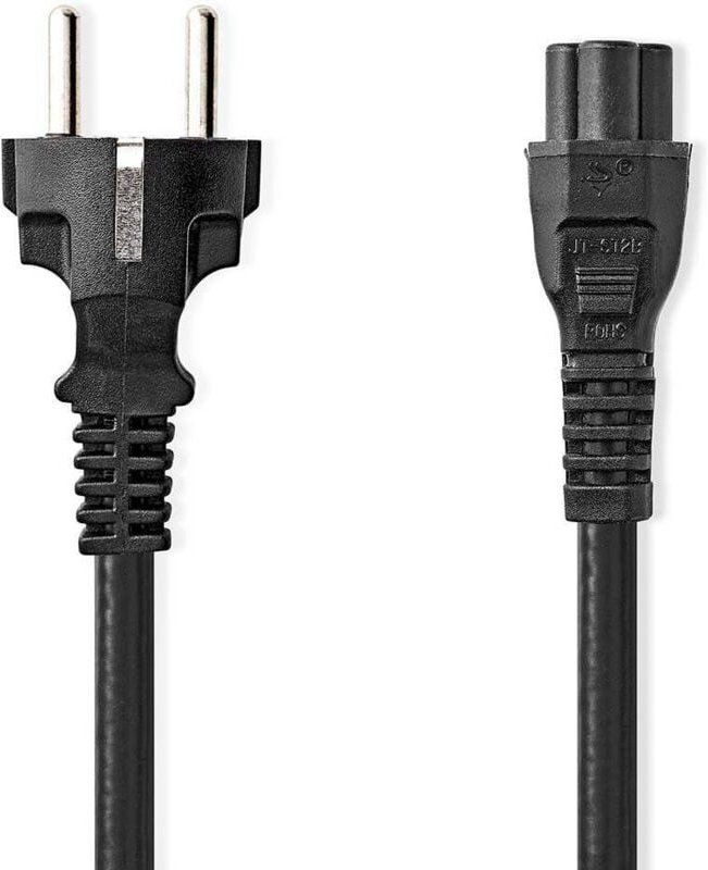 Stromkabel stecker mit schutzkontaktstecker iec 320 c5 gerade gerade vernickelt 300 m rund pvc schwarz etikett