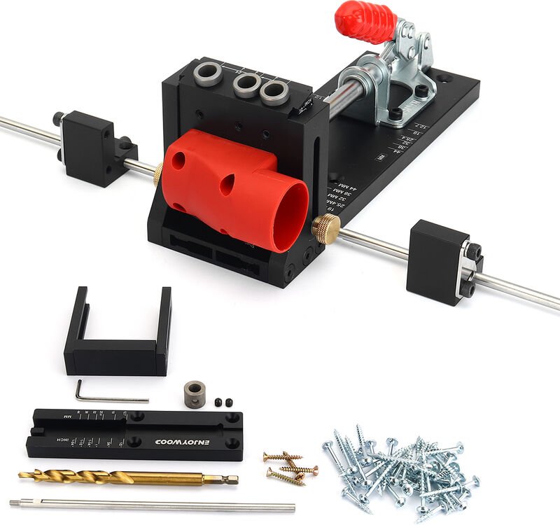 Schrägbohrlehre 12–42 mm 3/8 Zoll 9,5 mm enjoywood XK4 pro max Aluminiumlegierung Einstellbare Holzbearbeitungs-Bohrführ...