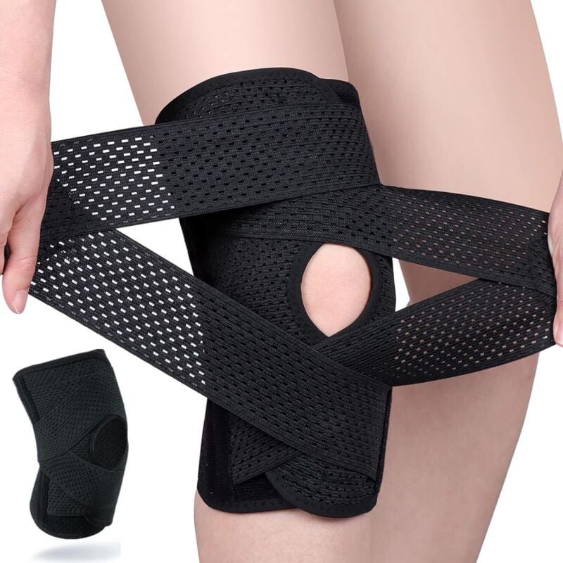 Kniebandage mit seitlichen Stabilisatoren, professionelle Kompressionskniebandage, verstellbare Kniestütze, Schmerzlinde...