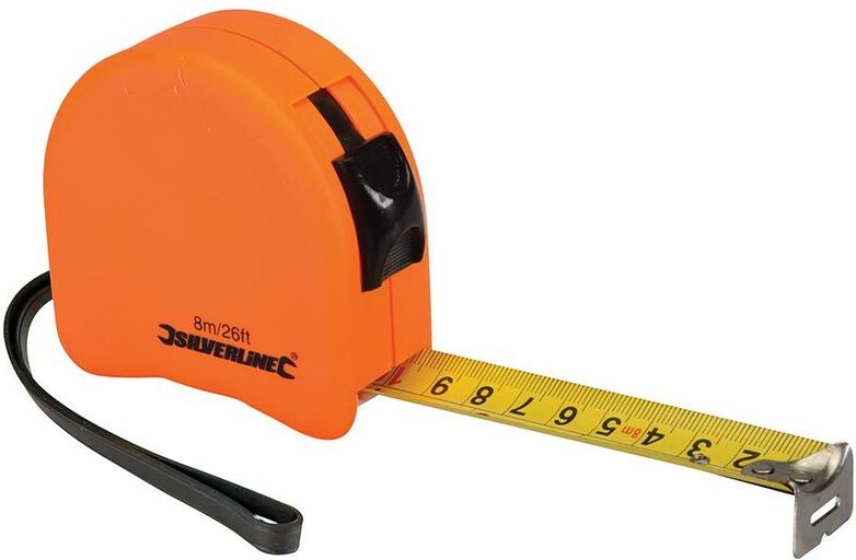 Rollbandmaß in Signalfarbe 8 m / 26 ft x 25 mm