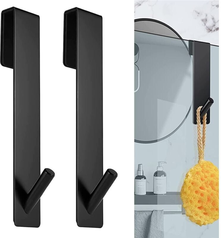 2 Stück Duschtürhaken – Handtuchhaken ohne Bohren – Duschhaken, Türhaken für rahmenlose Duschtüren aus Glas (17,8 cm)