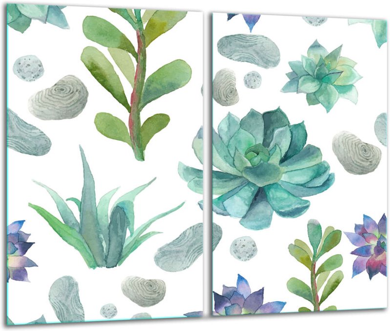 Glasscheidebrett 2x 30x52 Blumen