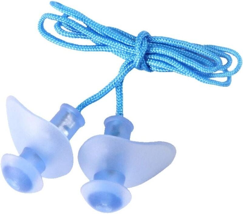 Paar Silikon-Ohrstöpsel zum Schwimmen, wasserdicht, wiederverwendbar, mit Kordel, zum Tauchen für Erwachsene, zum Schrau...