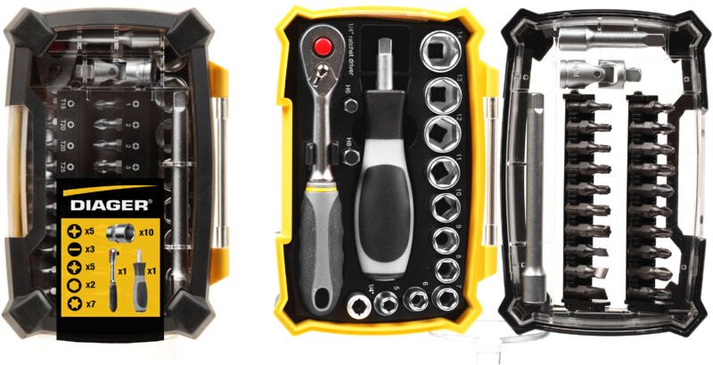 Bitsatz Torsion und Steckschlüssel 38-teilig Diager 6000A