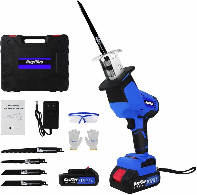 Dayplus - 21V Akku-Säge Variable Geschwindigkeit 1 Batterien1 Ladegerät Mit 4 Blätter