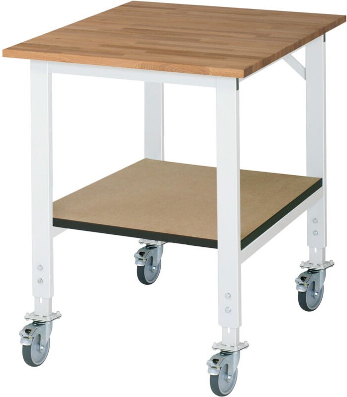 Fahrbarer Arbeitstisch (hv) Tom KM-01, B750xT1000xH910-1230mm, B-Platte-25mm - RAU