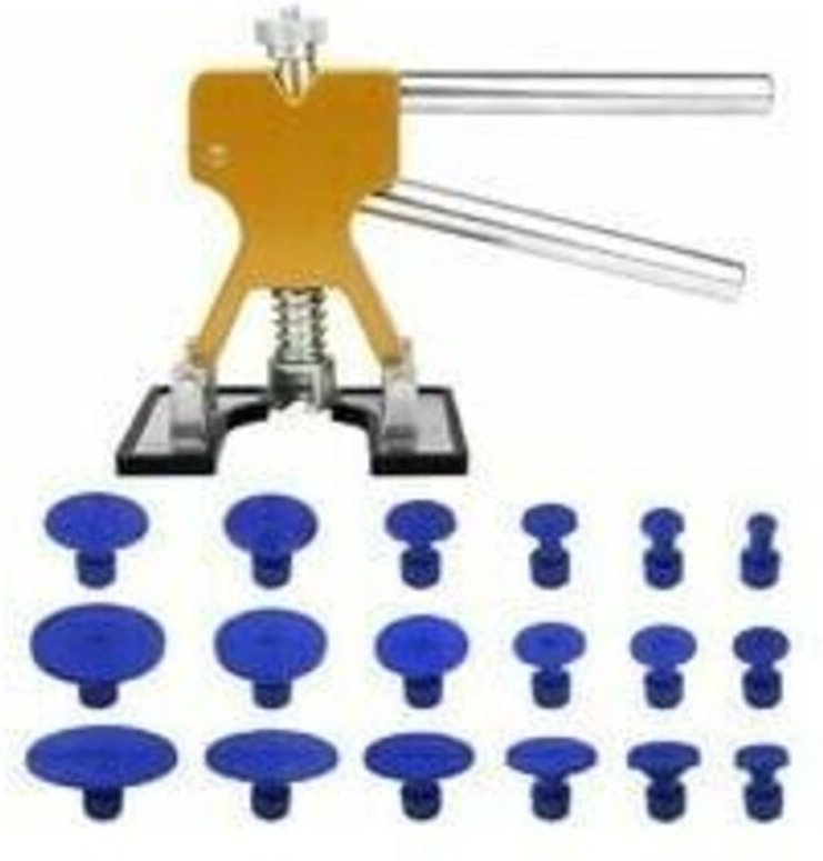 Alovez - Saugnapf-Dellenentfernungsset, lackfreie Karosserie-Dellenentfernung, mit goldenem Dellenheber und 18 Klebestüc...