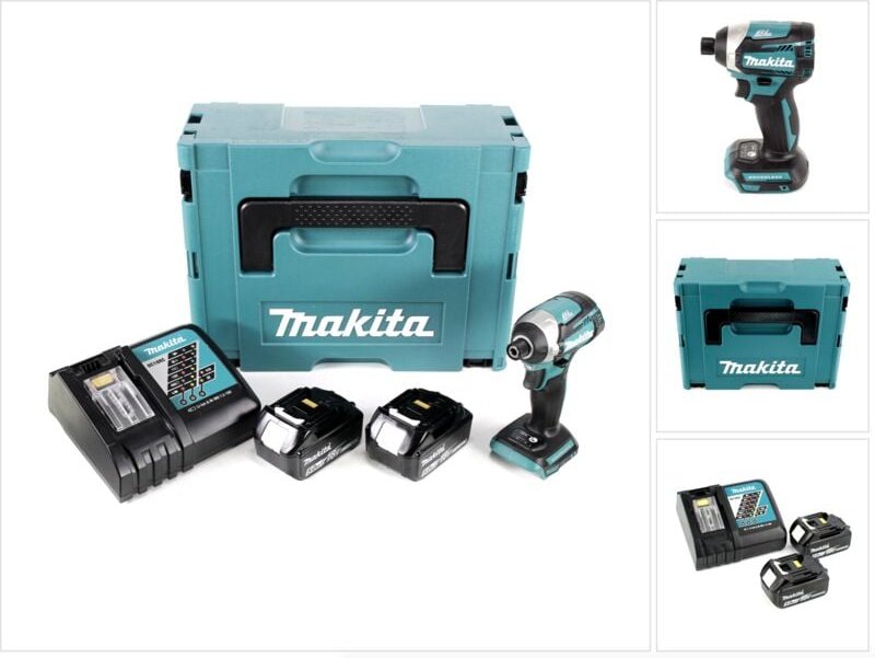 Dtd 154 rtj Akku Schlagschrauber 18V 1/4' 175Nm Brushless + 2x Akku 5,0Ah + Ladegerät + Makpac - Makita
