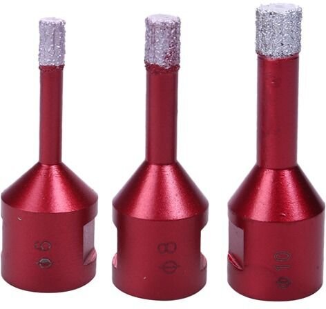3 Stück Diamantbohrer 6 mm/8 mm/10 mm vakuumgelötete Bohrkronen mit M14-Gewinde zum Trockenbohren von Porzellan, Fliesen...