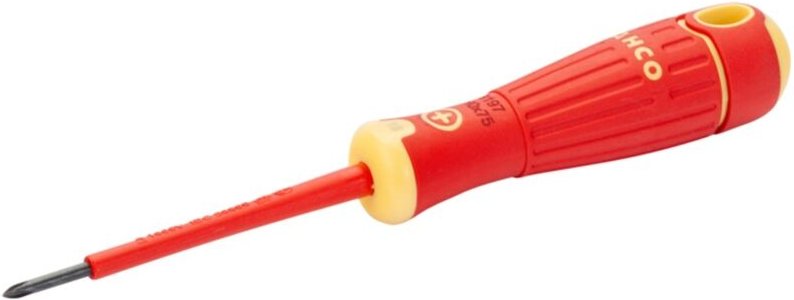 Bahco Nach VDE isolierter BahcoFit-Phillips-Schraubendreher mit Mehrkomponentengriff, PH1 x 80 mm, Einzelhandelsverpacku...