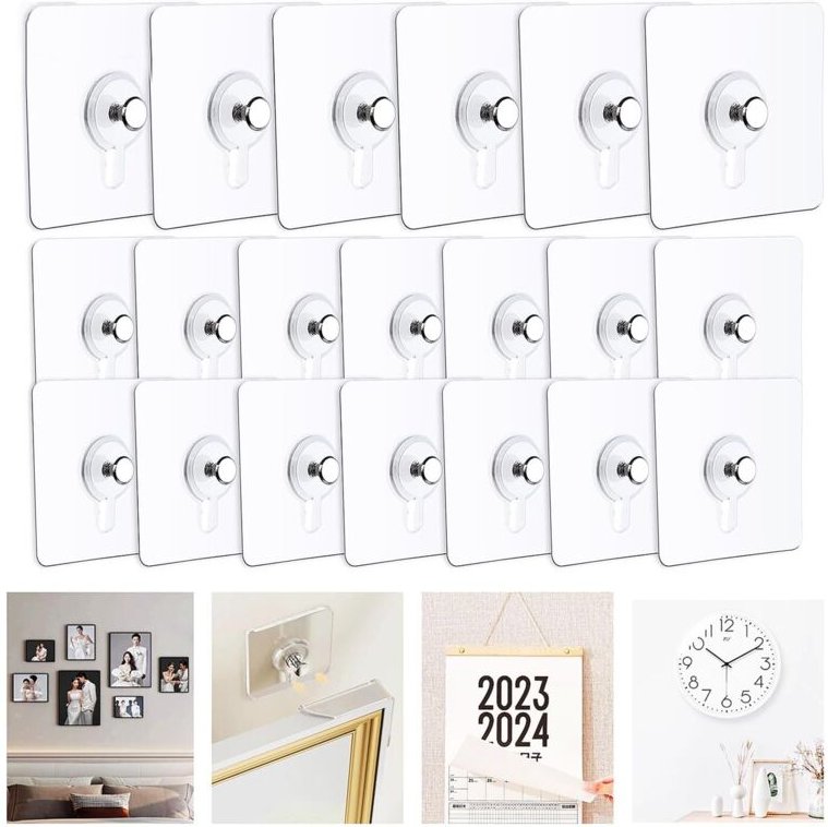 Wandmontage ohne Bohren, 20 Stück Bildaufhänger ohne Bohren, Bildaufhänger Lasche, Rahmenaufhänger ohne Bohren, Rahmenbe...