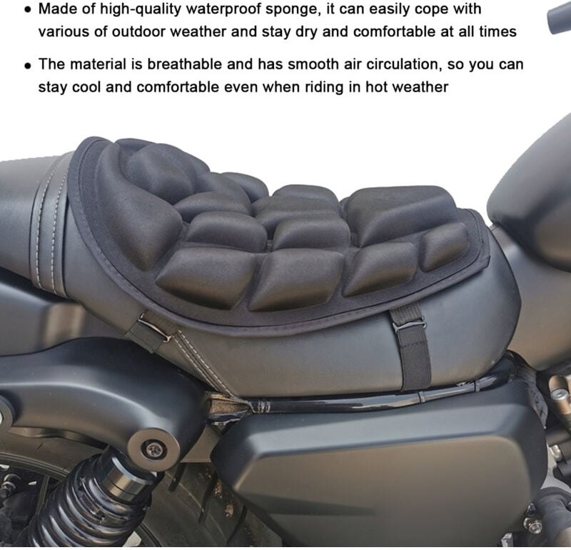 Zoternen - 3D-Sitzkissen für Motorrad, stoßdämpfend, wasserabweisend, bequem, atmungsaktiv