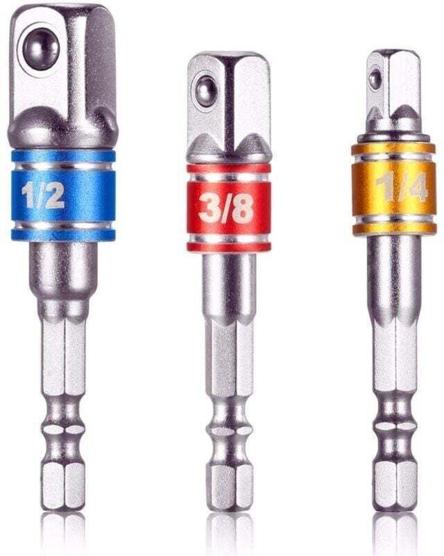 Satz mit 3 Vanadium-Steckschlüsselhalter-Adaptern für Bohr-/Schlagschrauber