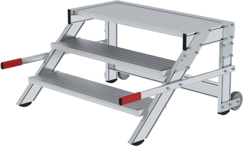Günzburger Steigtechnik - Arbeitspodest fahrbar Stufenbreite 1.000 mm Aluminium geriffelt 3 Stufen - 050020