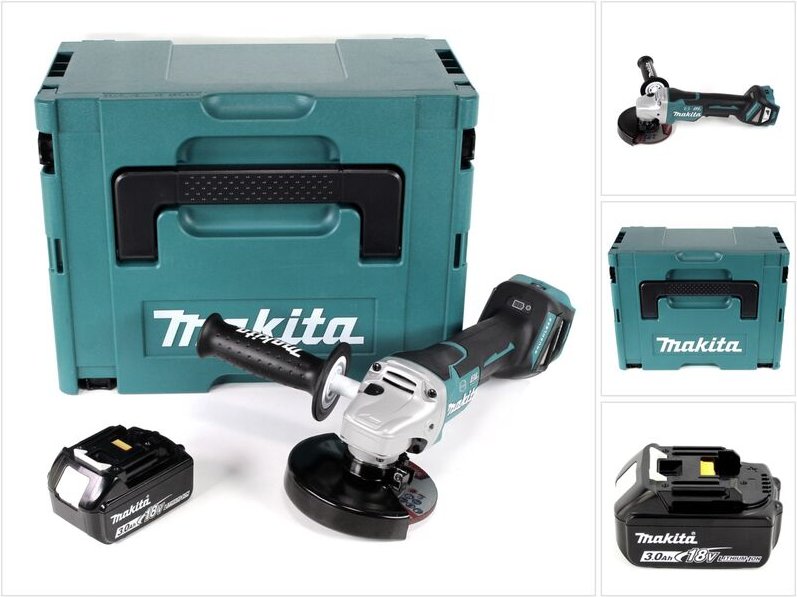 Dga 517 F1J Akku Winkelschleifer 18 v 125 mm Brushless + 1x Akku 3,0 Ah + Makpac - ohne Ladegerät - Makita