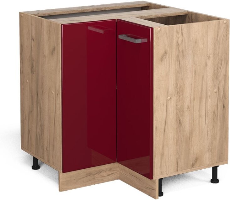 Thumbnail - Vicco - Eckunterschrank R-Line, Bordeaux Hochglanz, 75.6 cm ohne Arbeitsplatte