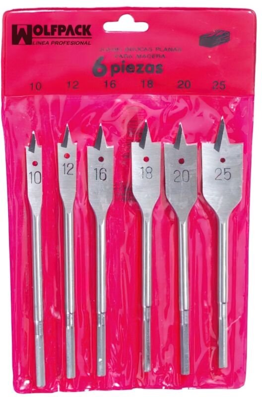 6-teiliges Holzflachbohrerset Wolfpack