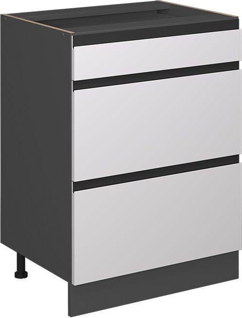 Küchenunterschrank R-Line, Weiß, 60 cm J-Shape, mit Schubladen, ohne Arbeitsplatte, Vicco