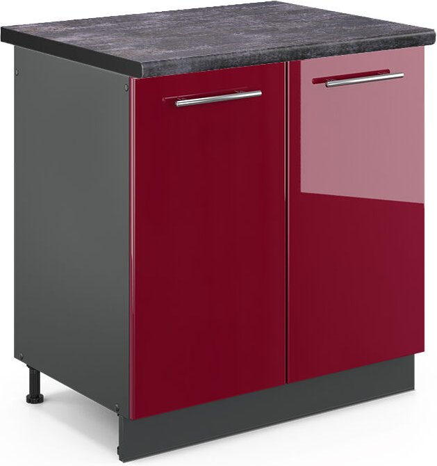 Thumbnail - Vicco - Küchenschränke Fame-Line, Bordeaux Hochglanz, 80 cm , ap Anthrazit