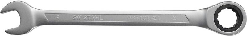 SW-Stahl 03510L-21 Gabelringratschenschlüssel 21 mm I feinverzahnt mit 72 Zähnen I Maulschlüssel mit Ringratsche I Ringr...
