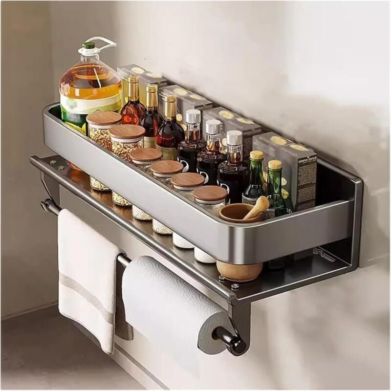 Wasserdichtes Gewürzregal aus Edelstahl zur Wandmontage für die Tür von Vorratsschränken, Design ohne Bohren, perfekt fü...