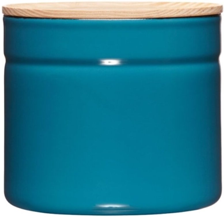 Thumbnail - Riess-kelomat - Riess Vorratsdose mit Eschenholzdeckel Ø13cm 1,26L Blue Emaille