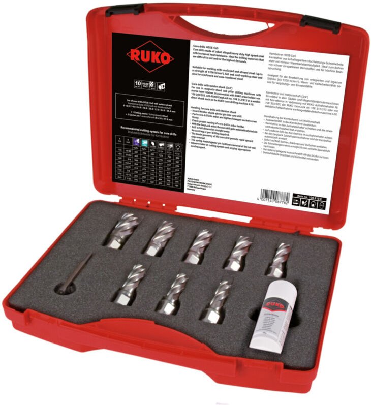 Ruko - Kernbohrersatz 10tlg. d 12-26mm HSS-Co5 ComPact L.30mm Weldon