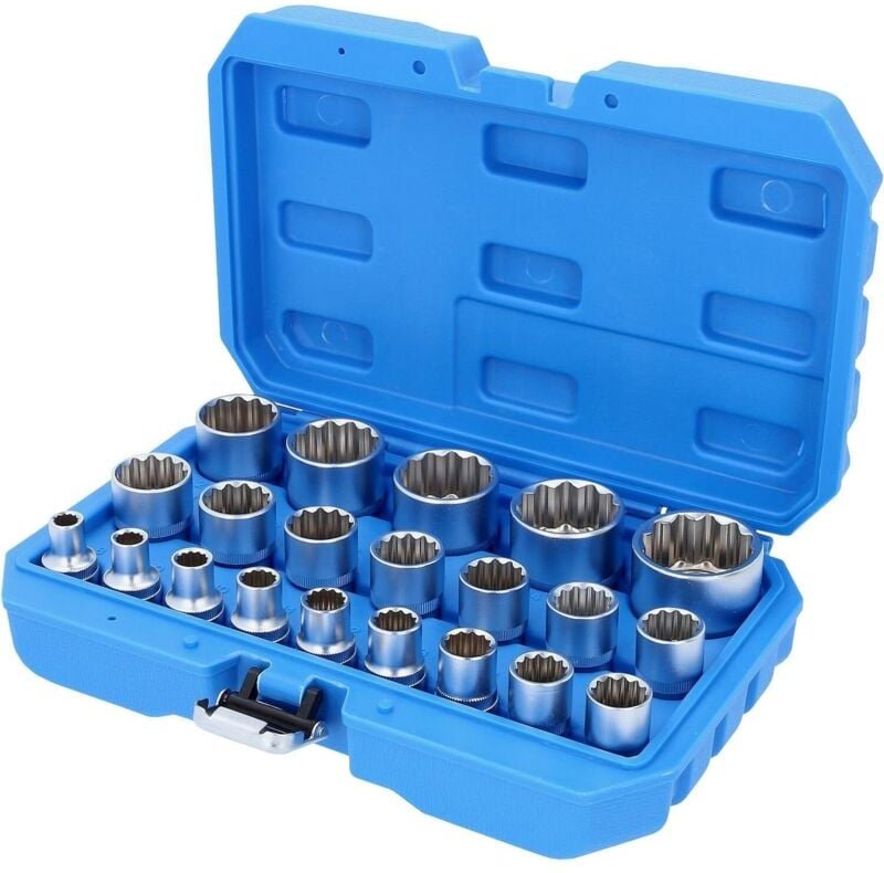 21-teiliger Steckschlüsselsatz, 1/2" 8-36mm 12-Kant-Profil, Cr-V Mehrzahn-Innensteckschlüssel