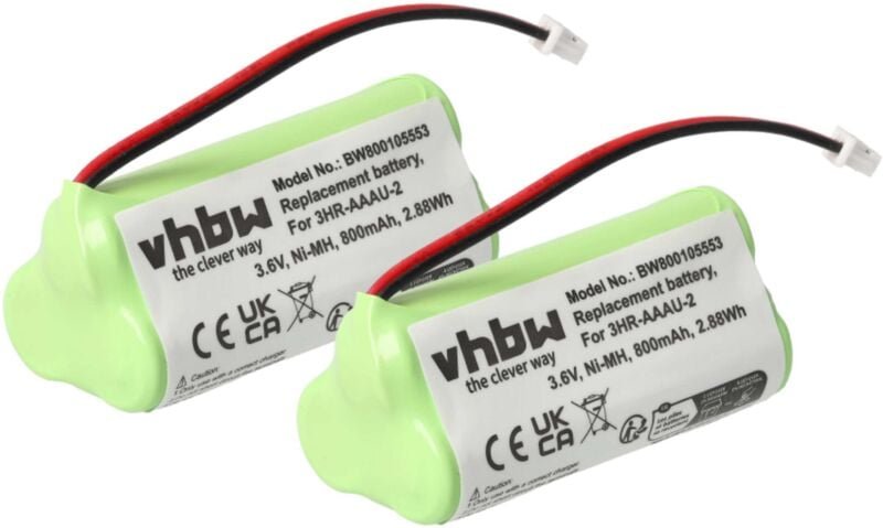 Vhbw - 2x Akku Ersatz für 3HR-AAAU-2 für schnurlos Festnetz Telefon (700 mAh, 3,6 v, NiMH) Grün