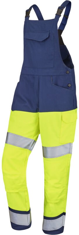 Sicherheits-Reflektor-Overall mit Trägern Fluoreszierend XP Gelb Fluoreszierend/Marineblau 3XL