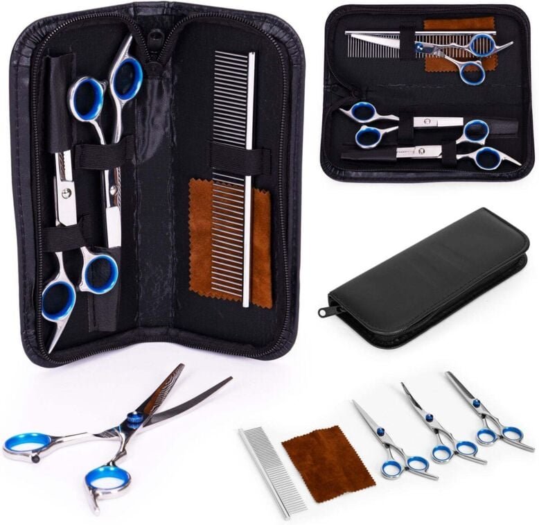 Pflegeset zum schneiden von hunden katzen schere kamm etui