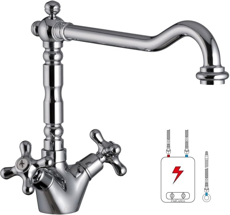 Niederdruck Retro Küchenarmatur Wasserhahn Spültischarmatur Antik Chrom - Paulgurkes