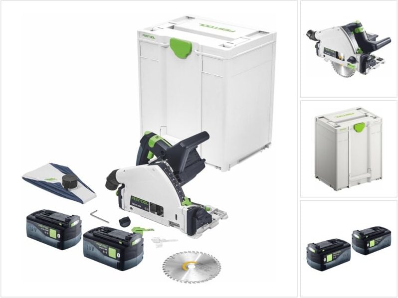 Festool TSC 55 KEB-Basic Akku Tauchsäge 18 V / 36 V ( 2x 18 V ) 160 mm Brushless + 2x Akku 5,0 Ah + Systainer - ohne Lad...