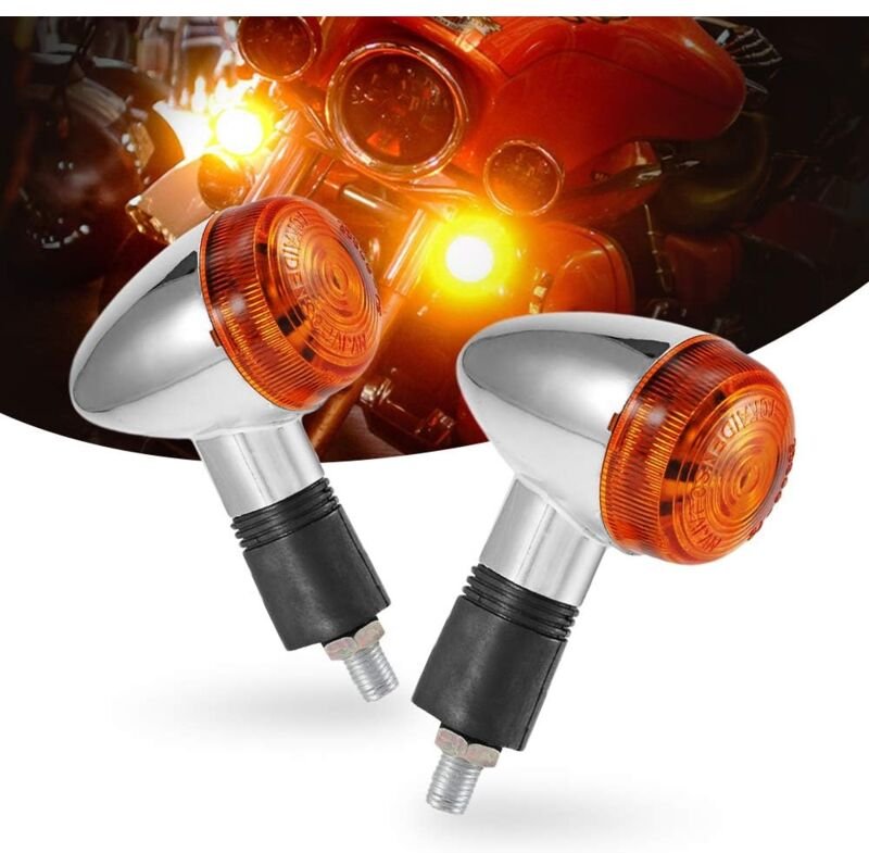 Motorrad-Blinker, 2 Stück, verchromte Bullet-Front-Rücklichter für Honda, Harley, Kawasaki, Suzuki, Yamaha, Motorrad, St...