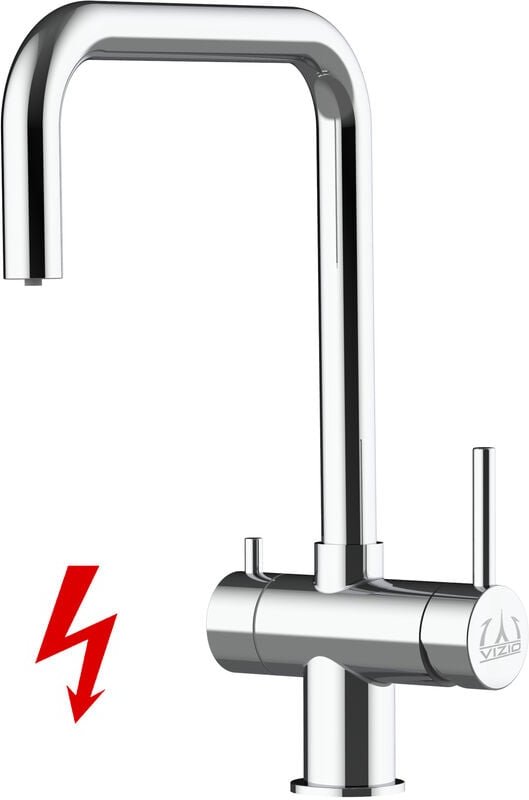 Thumbnail - Niederdruck 3 Wege Edelstahl Massiv Küchenarmatur Spültischmischer, mit 360° schwenkbarem N-Auslauf - Hochglanz