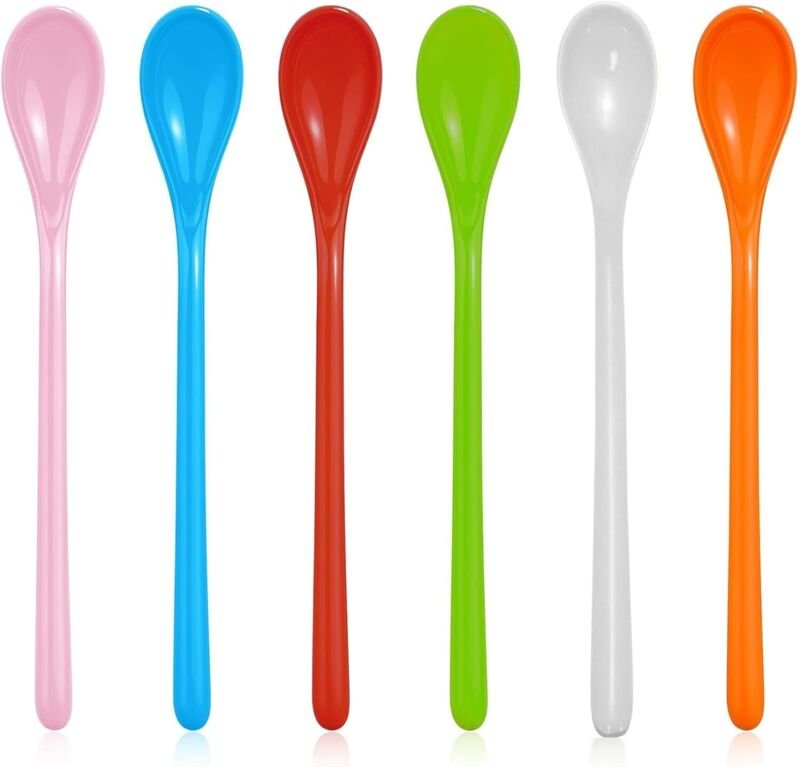 6 Stück Plastiklöffel Langer Stiel, Plastiklöffel Lang Mehrweg, Lange Eierlöffel Kunststoff, Eislöffel Lang, Marmeladenl...