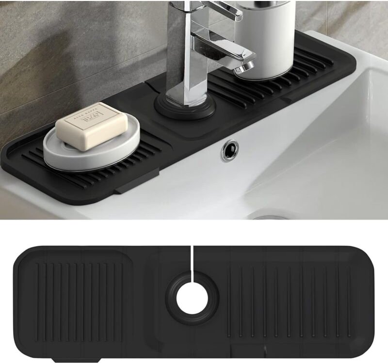 Schwarze Spüle Spritzschutz Wasserhahn Trocknen Silikon Drain Matte Silikon Tropfschale Spüle Silikon Wasserhahn Matte