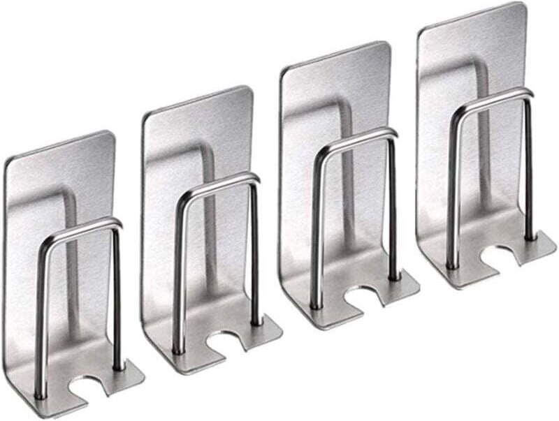 XVX - Set di 4 porta spazzolini in acciaio inox - Montaggio a parete - Per tazze, boccali, spazzolini - Impermeabili e a...