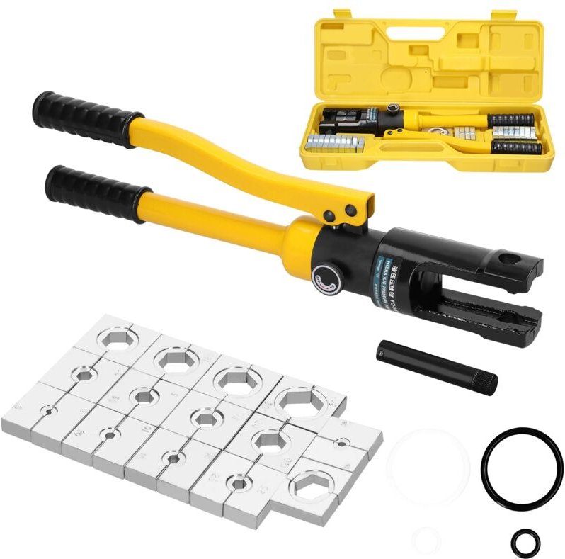 Ej.Life 12-Tonnen-Hydraulik-Crimpwerkzeug, Batteriekabelschuh-Anschlussdraht-Crimpzange, mit 13 Paar Matrizen, 6–300 mm²