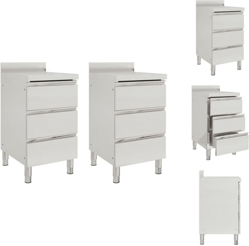 Vidaxl - Gastronomie - Living Gastro-Küchenschränke mit 3 Schubladen 2 Stk. Edelstahl