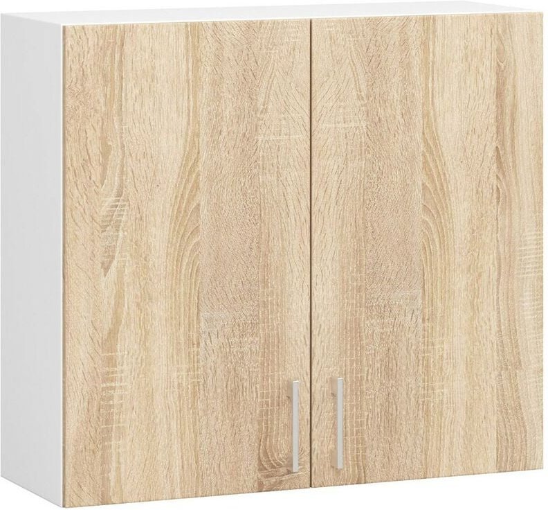 Thumbnail - Hängeschrank Küchenschrank Akord lima modular W80 Weiß 80 cm 2 Türen 2 Ebenen Front Sonoma-Eiche B80 x H72 x T30,5 cm