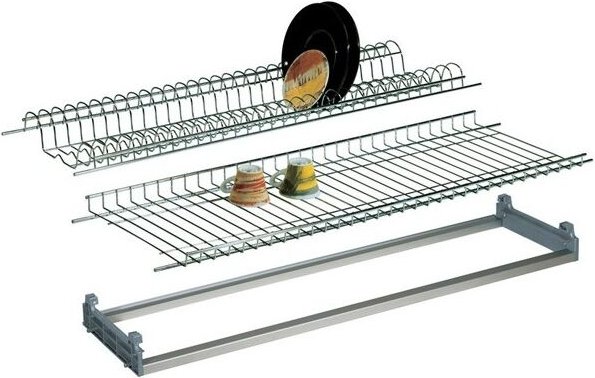 Iperbriko - Chrom-Einbau-Geschirrabtropfset mit verstellbarem Rahmen 86x25 cm