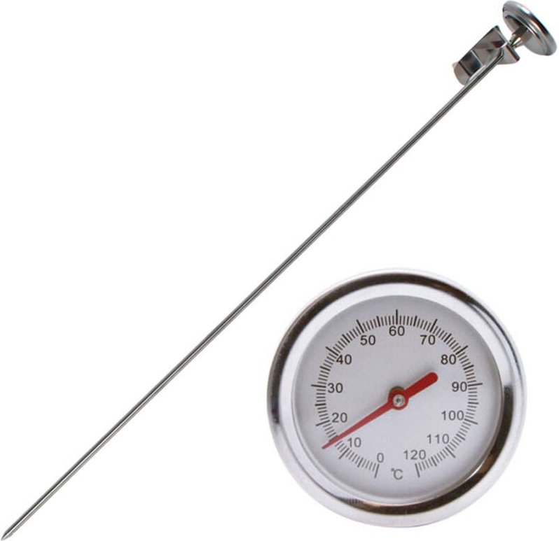 Kompostthermometer, tragbares Edelstahlthermometer mit 5 cm großem Zifferblatt und 50 cm Stiel für Erde, Kompost und Gar...