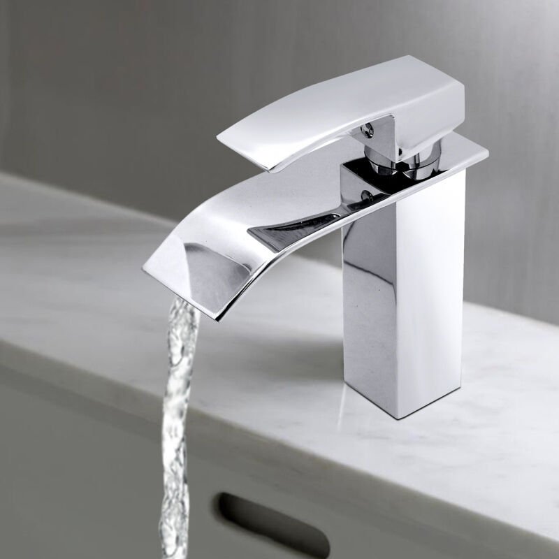 Swanew - Waschbecken Wasserhahn, Wasserfall Wasserhahn für Badezimmer, Einhebel mixer aus Messing, Wasserhahn Waschbecke...