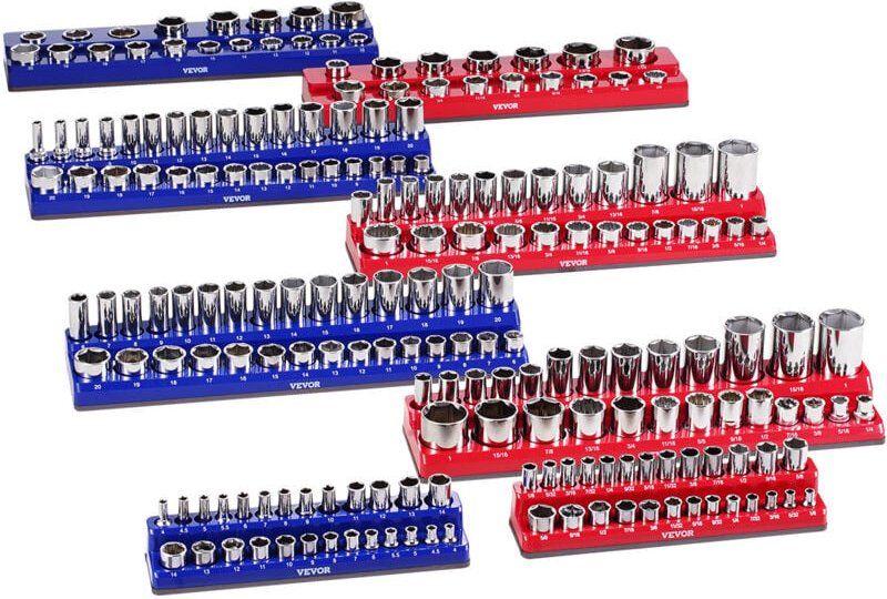 Thumbnail - Steckschlüssel-Organizer-Set, 8-teilig, 1/4 Zoll, 3/8 Zoll & 1/2 Zoll SAE-Steckschlüsselablagen, für bis zu 199 Standard...