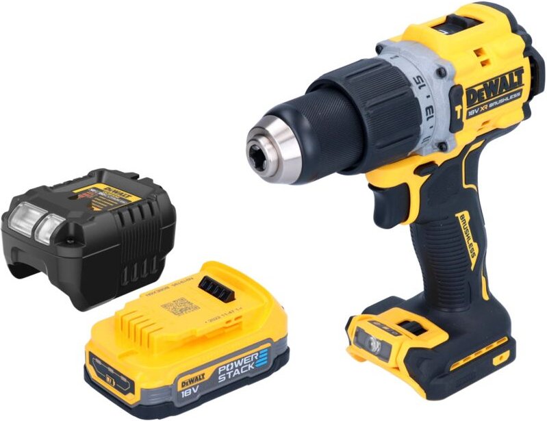 Thumbnail - DeWalt DCD 805 E1 Akku Schlagbohrschrauber 18 V 90 Nm Brushless + 1x Powerstack Akku 1,7 Ah + Ladegerät