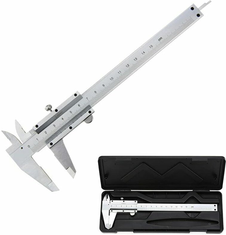 Fitags - Messschieber, 150 mm/0,02 mm analoger Messschieber aus Edelstahl, hochpräzises Mikrometerwerkzeug mit professio...