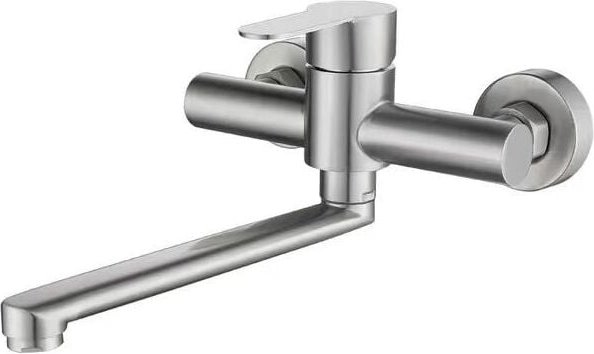 Thumbnail - Küchen-Wandarmatur, Wandmischbatterie aus Edelstahl, 360° drehbar für Küchenspüle, heißes und kaltes Wasser, verstellbar...