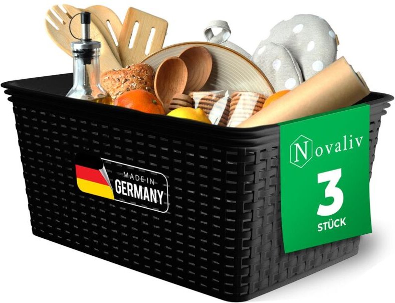 3x Novaliv Aufbewahrungsbox 3x Aufbewahrungskorb Rattan