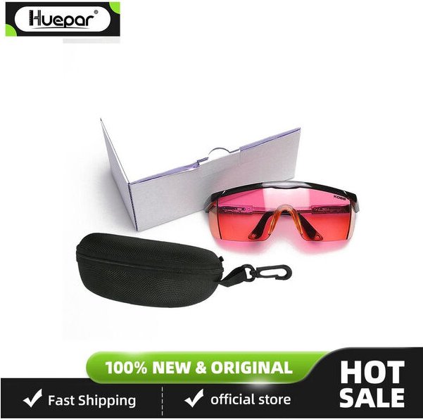 Huepar GL01R Rot Laserlichtbrille - Roter Laserbrille für Roter Strahl Kreuzlinienlaser, Rotationslaser und Mehrlinienla...